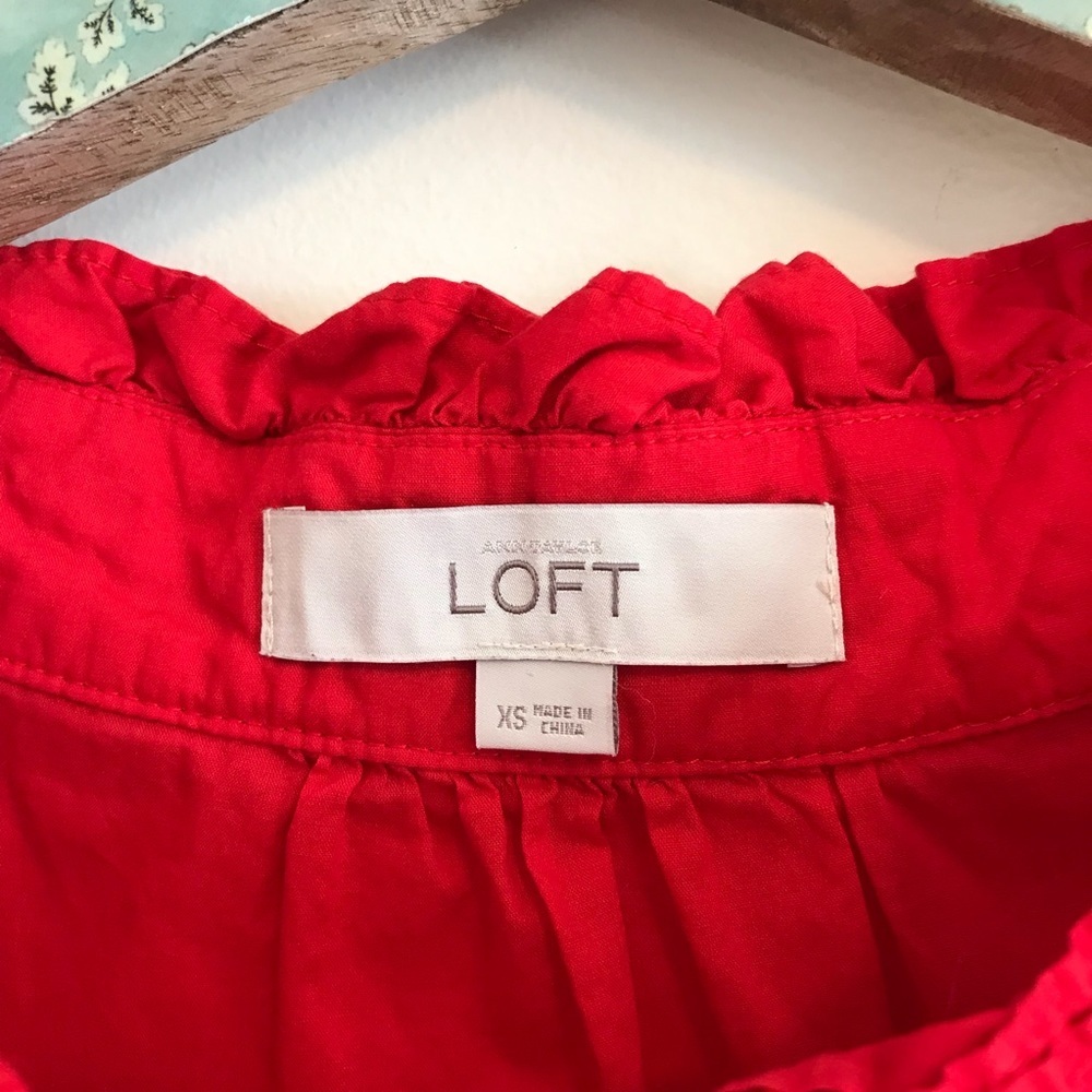 LOFT | Red Ruffle Neck Tank - Picture 4 of 6